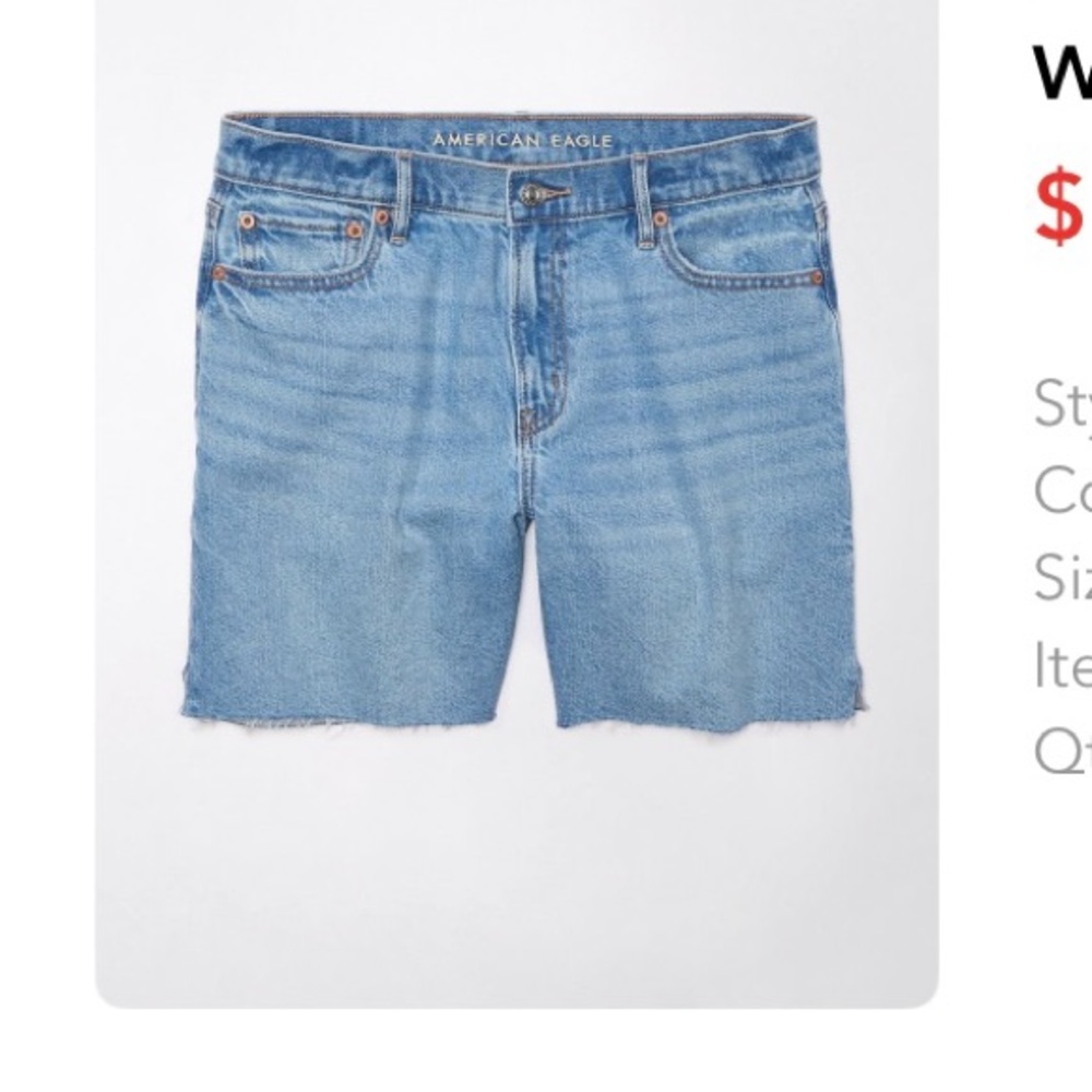 American Eagle strigid super high waisted relaxed ripped denim 6” short